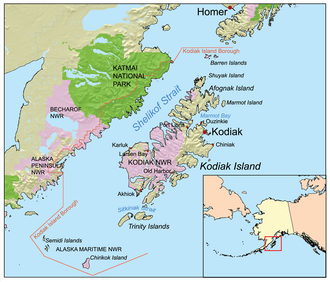 科迪亞克島(Kodiak Island)與庫克灣(Cook Inlet)